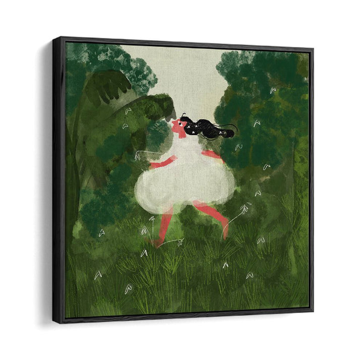 Chasing Butterflies By Shreya Roy Chowdary, Indian Art Paintings Artwork in Black Floater Frame