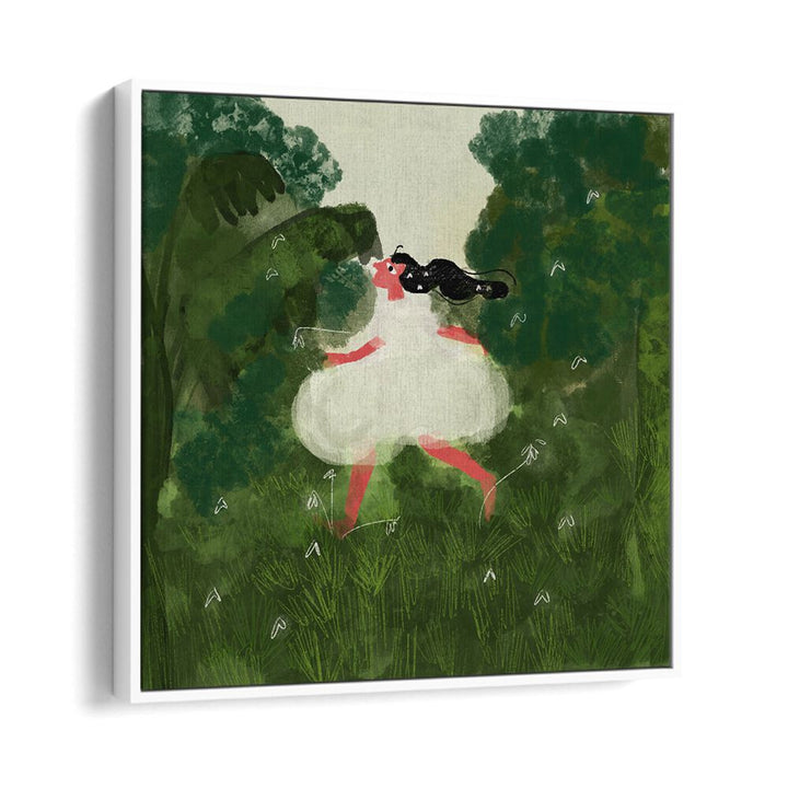 Chasing Butterflies By Shreya Roy Chowdary, Indian Art Paintings Artwork in White Floater Frame