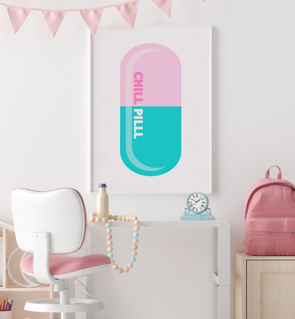 Chill Pill  Art Artwork in Gallery Wrap Artwork Placed on a wall In A Living Room
