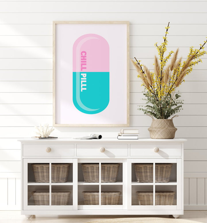 Chill Pill  Art Artwork in Gallery Wrap Artwork Placed on a wall In A Living Room