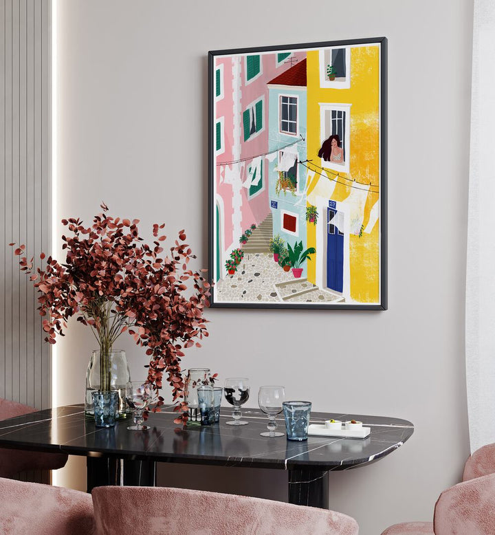 Vibrant "CHILLIN, PORTRAITS" artwork by Maja Tomjanovic enhances any space with its artistic elegance.