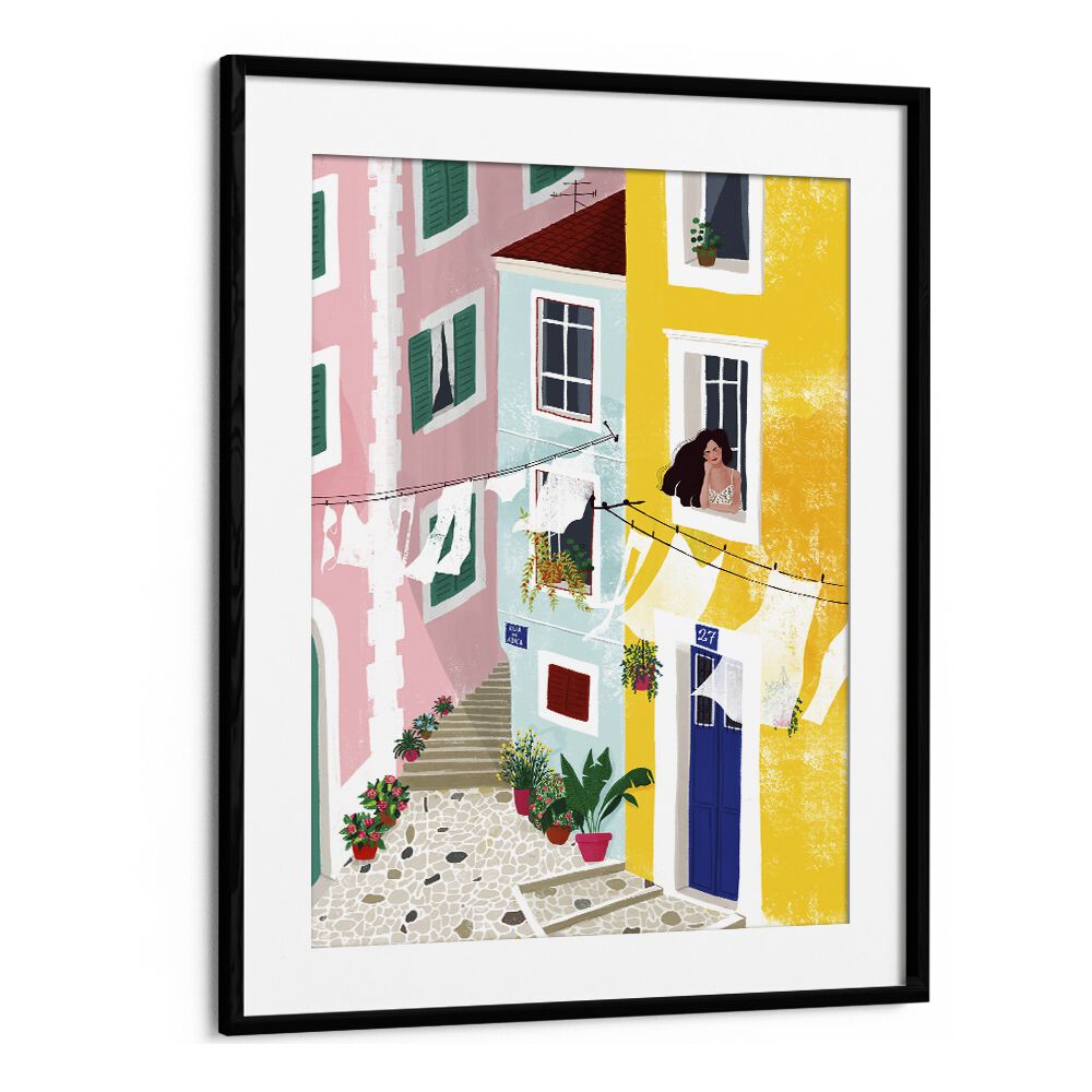 Vibrant "CHILLIN , PORTRAITS" artwork by Maja Tomjanovic, framed for elegant home décor. Perfect for any art lover.