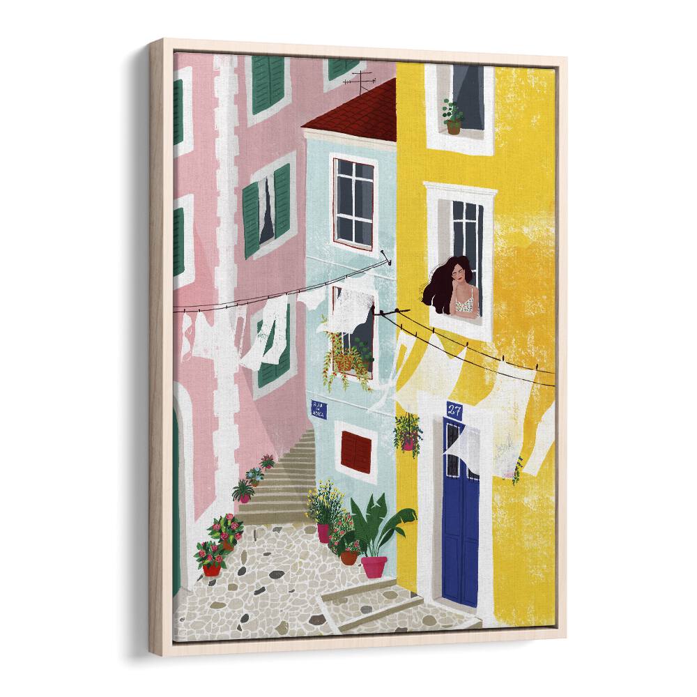 Brightly colored "CHILLIN" portrait by Maja Tomjanovic captures elegant street life and vibrant details. Perfect for décor.