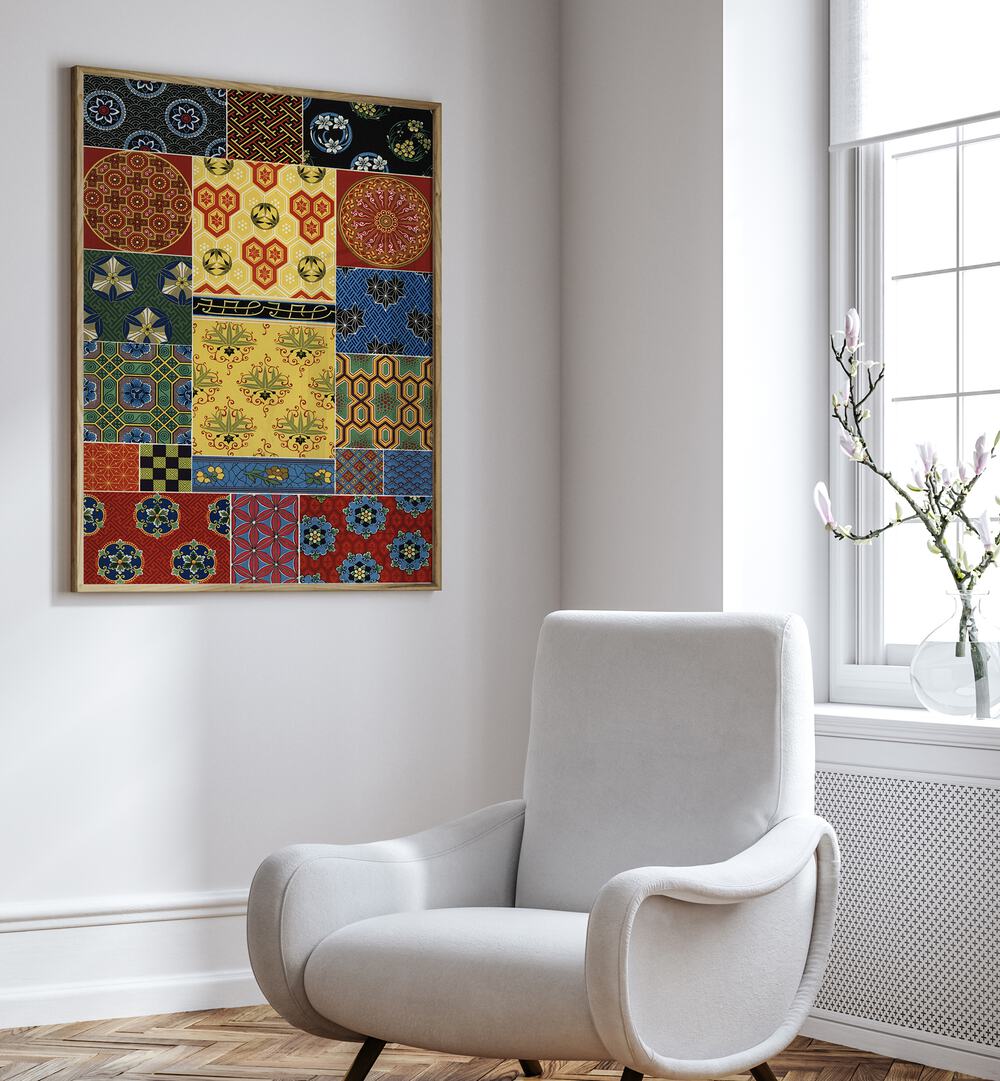 Vibrant CHINESE - JAPANESE PATTERN, JAPANESE PAINTINGS showcasing rich East Asian artistry perfect for home decor.