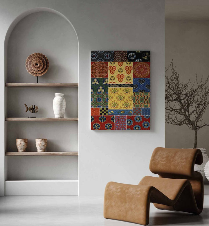 Beautiful CHINESE - JAPANESE PATTERN, JAPANESE PAINTINGS showcased in a modern interior, highlighting East Asian artistry.