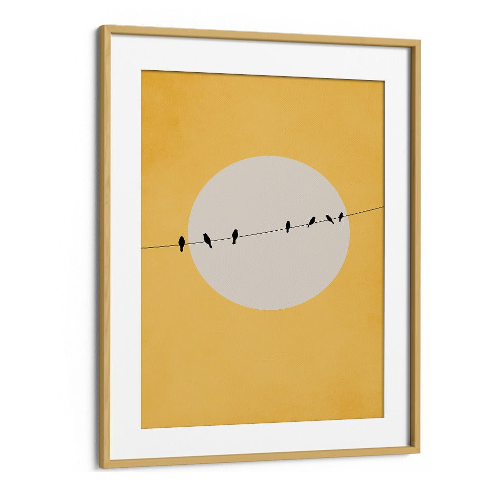 Elegant "Chirping and Chilling" landscape paintings with serene birds and sun, perfect for enhancing your space.