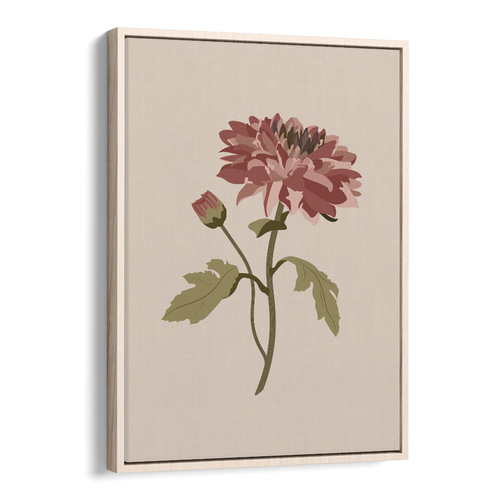 Vibrant pink CHRYSANTHEMUM FLOWER, FLORAL FLOWER PAINTINGS in oak wood floater frame, perfect for elegant decor.