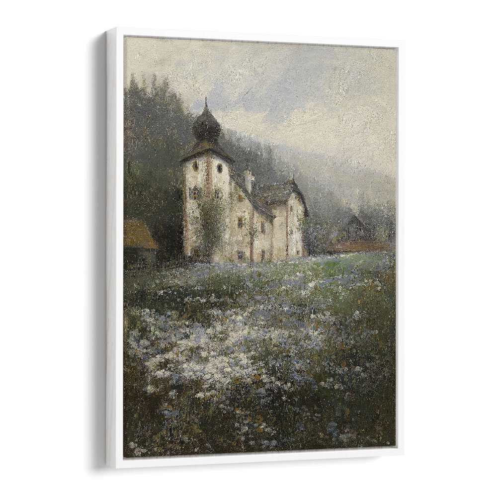 Serene "Church on the Hill" vintage paintings by Paul Unbereit, perfect for tranquil decor.