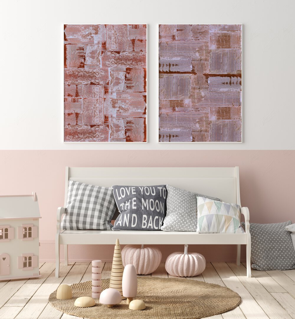 Enhance your space with the CINNABAR SOFT LINES SET, SET OF 2 PAINTINGS featuring elegant abstract designs.