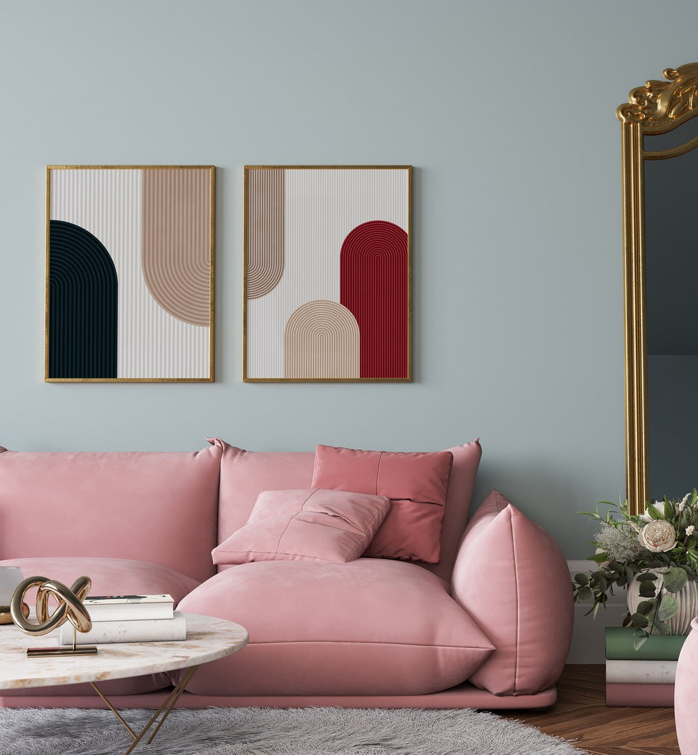 Stylish CIRCLE COMPOSITIONS SET, SET OF 2 PAINTINGS enhances modern living spaces with elegant design.