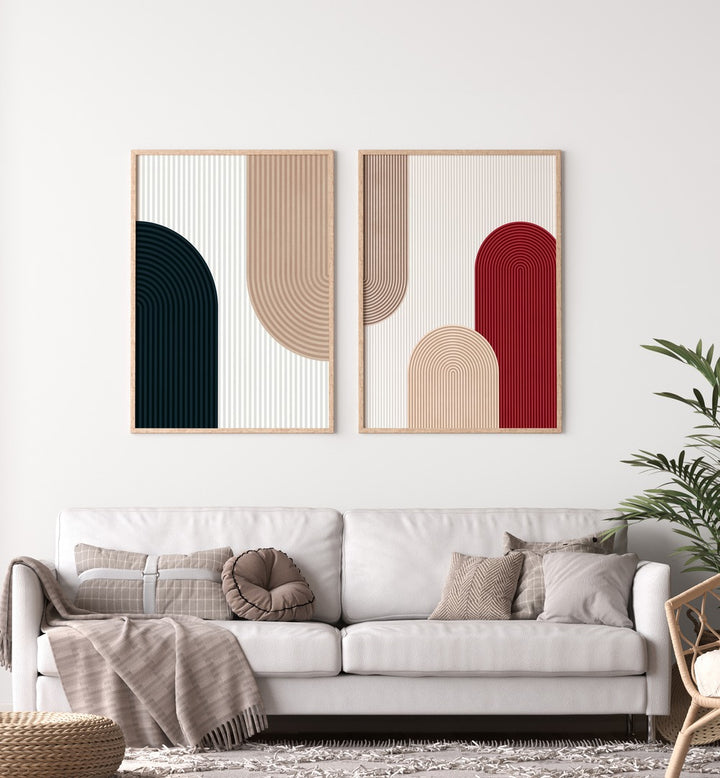 CIRCLE COMPOSITIONS SET, SET OF 2 PAINTINGS enhances modern living spaces with elegance and unique design elements.