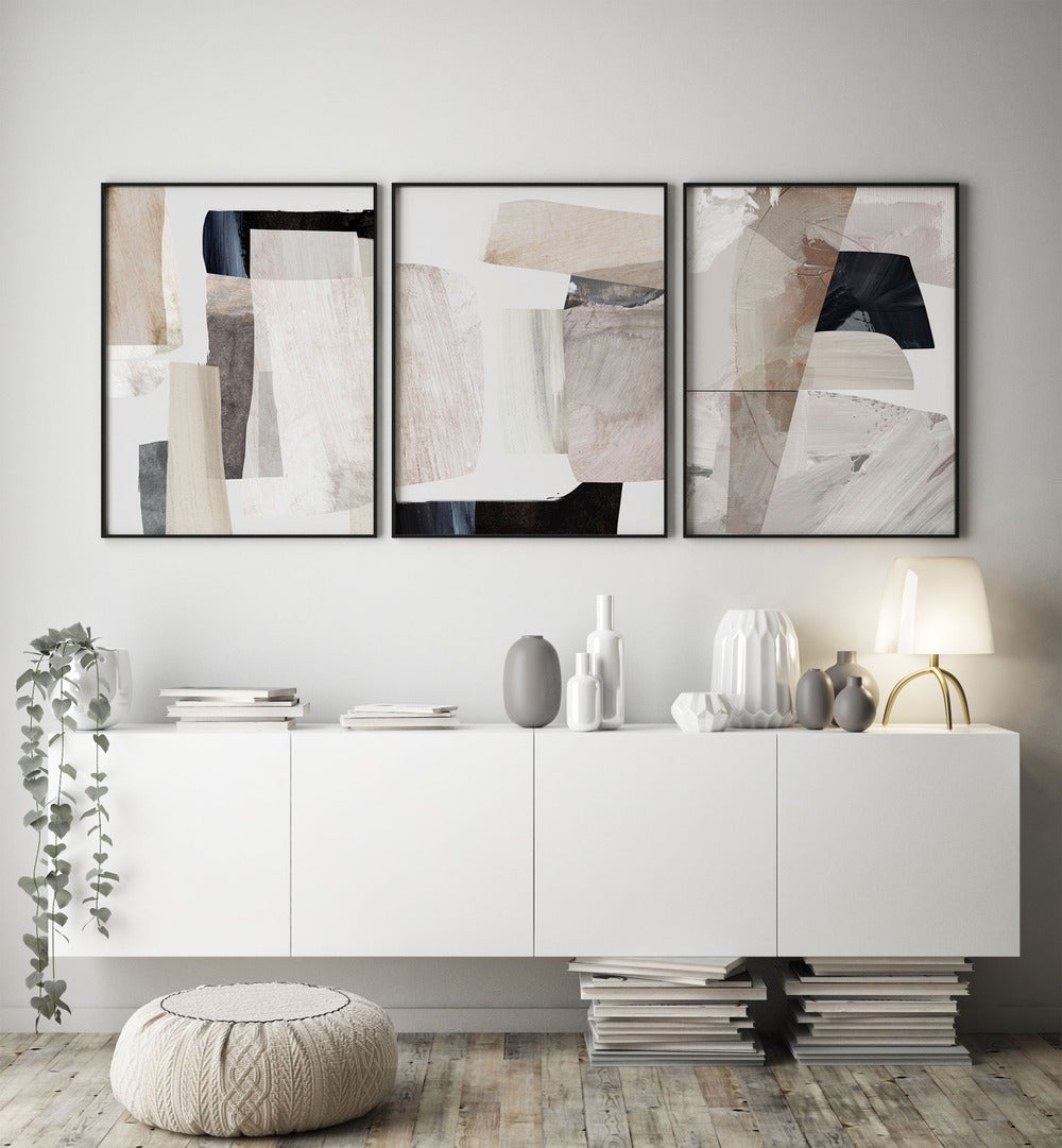 Transform your space with the CLAY CAVES SET, SET OF 3 PAINTINGS, blending artistry and nature beautifully.