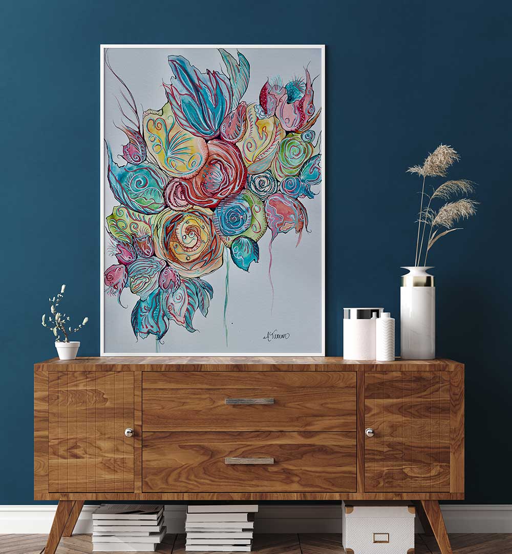 Vibrant COASTAL BLOOMS, FLORAL FLOWER PAINTINGS brighten your space with colorful, artistic floral designs.