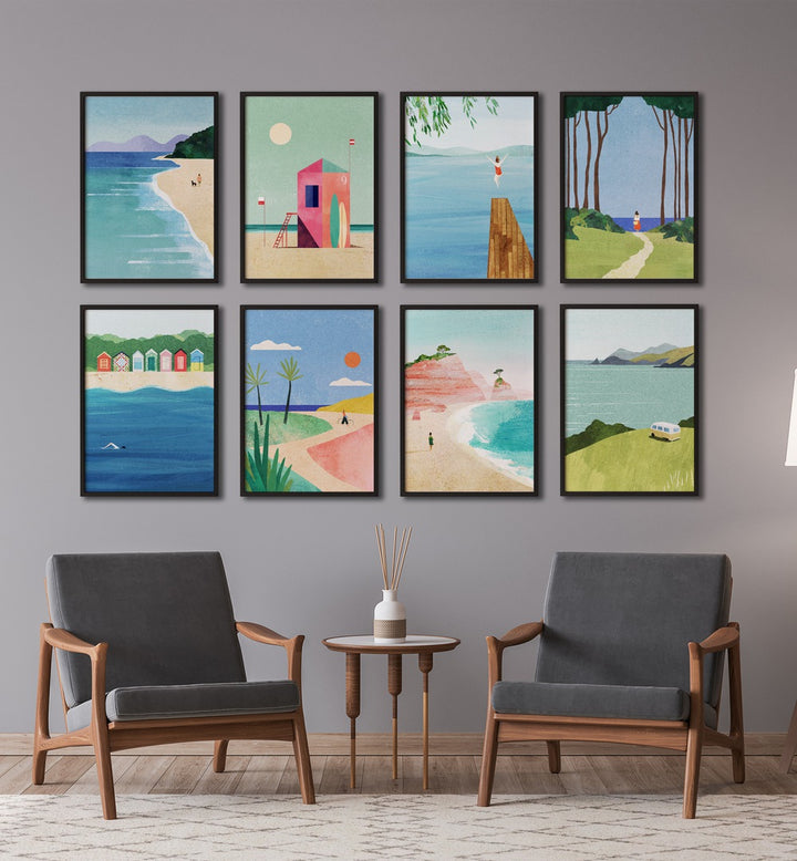 Transform your space with the COASTAL ESCAPE GALLERY WALL, showcasing serene coastal art prints for gallery walls.