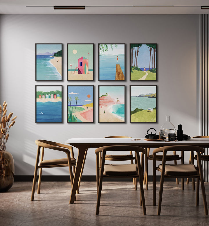 Transform your space with the COASTAL ESCAPE GALLERY WALL, featuring serene coastal art prints for stunning gallery walls.