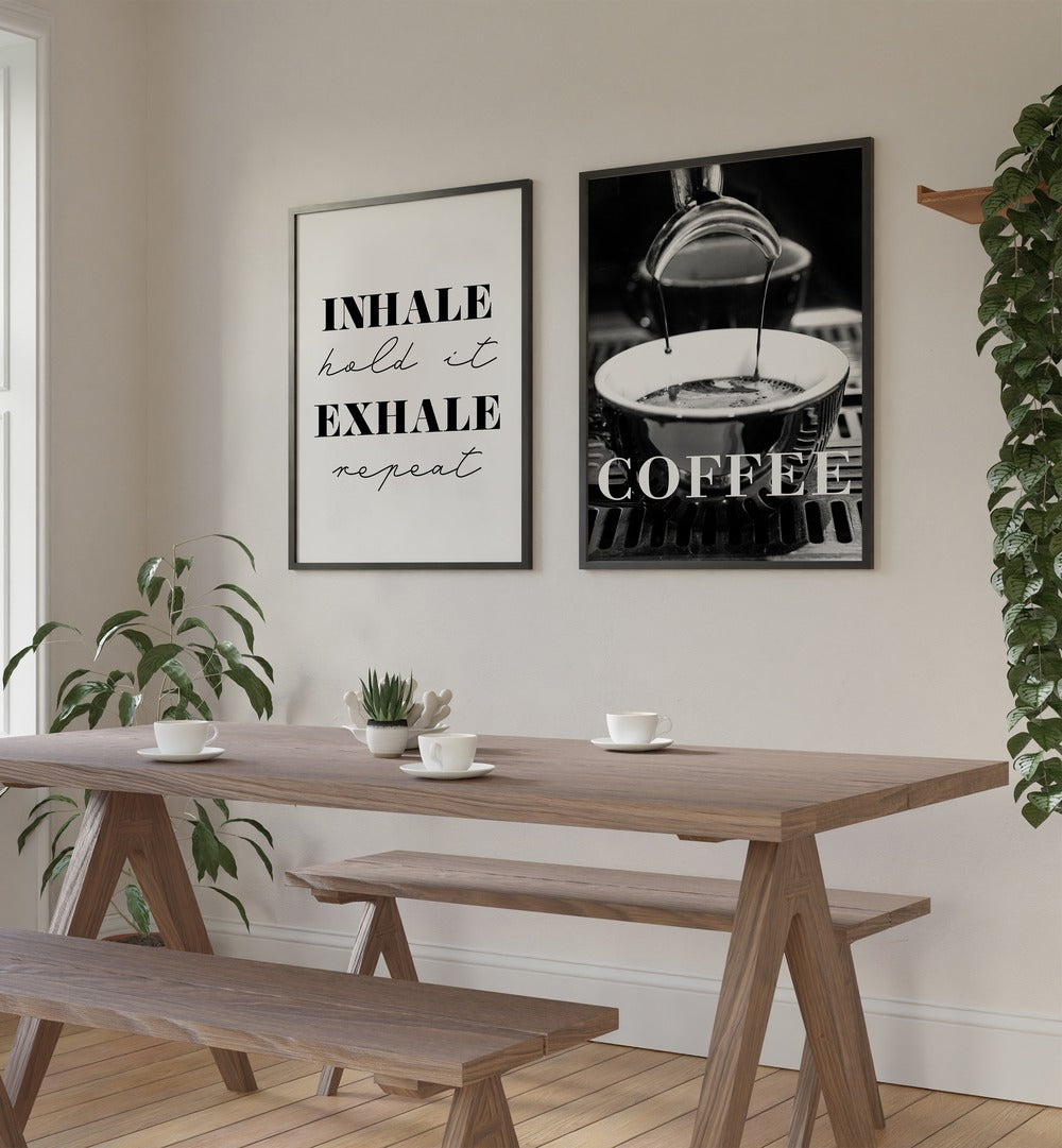 Stylish COFFEE SET I, SET OF 2 PAINTINGS enhancing modern spaces for coffee lovers with minimalist elegance.