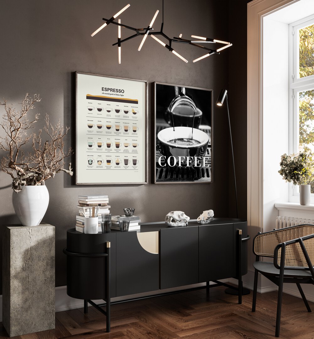 Stylish COFFEE SET II, SET OF 2 PAINTINGS transforming your kitchen into a coffee lover's haven.