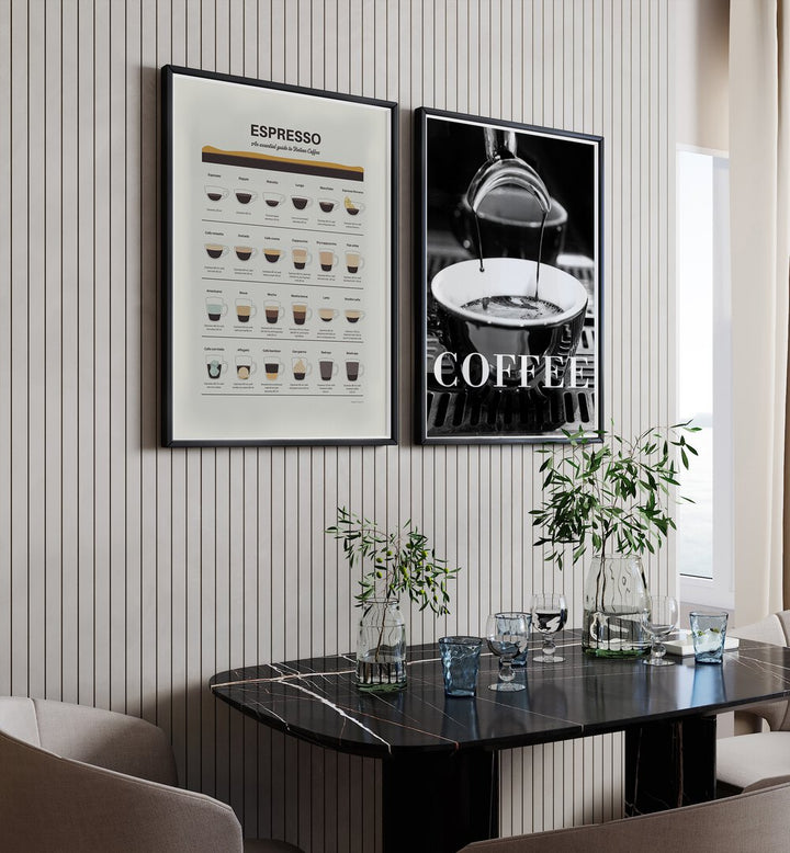 Stylish COFFEE SET II, SET OF 2 PAINTINGS perfect for enhancing your kitchen or coffee nook decor.