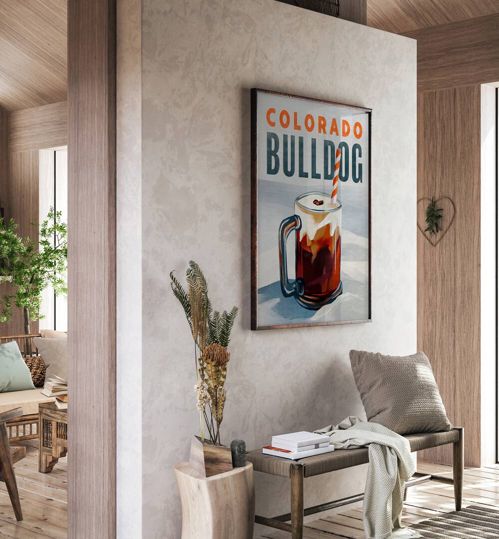 Stylish Colorado Bulldog Bar art print enhancing a cozy cafe-inspired space with a warm, inviting atmosphere.