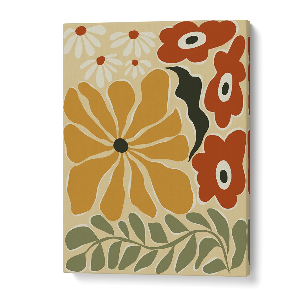 Colorful Mid-Century, Botanical Art Paintings Artwork in Gallery Wrap