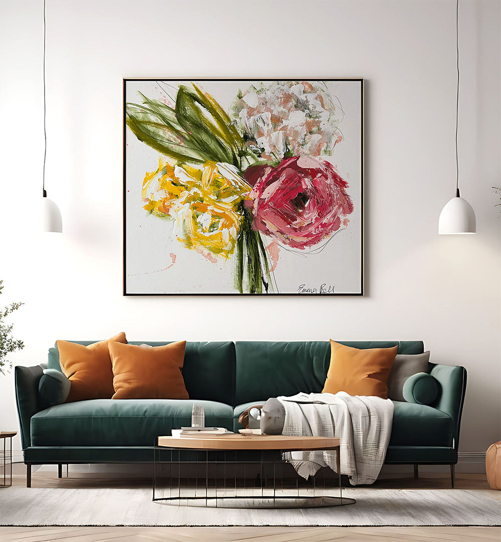 Bright and vibrant COLORFUL FLORAL BOUQUET, FLORAL FLOWER PAINTINGS enhance your living space with beauty and style.