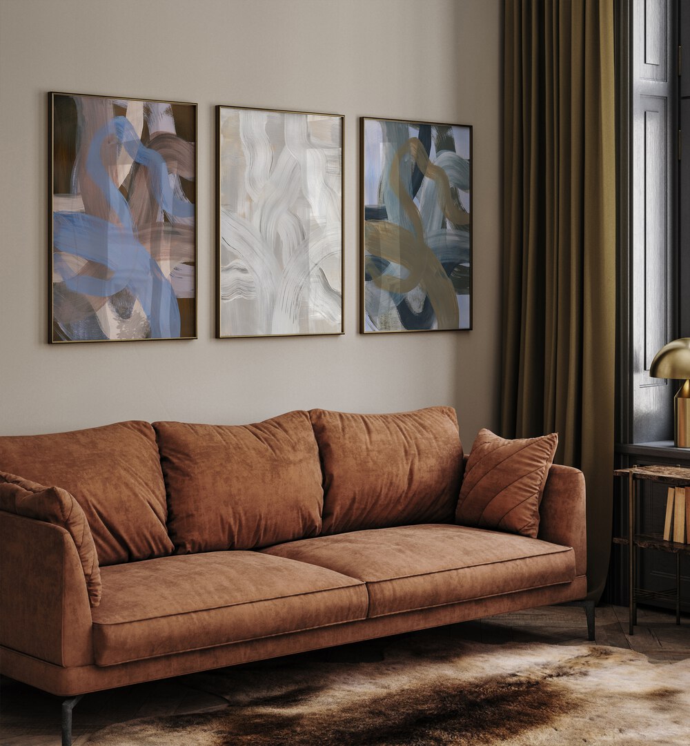 Colorful and creative, the COLORWAVE BRUSH STROKES SET, SET OF 3 PAINTINGS enhances any living space beautifully.