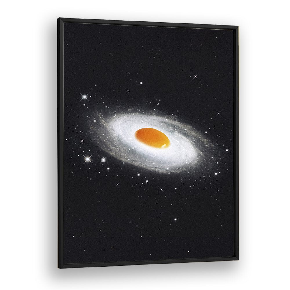 COSMIC EGG, SURREAL ART PRINTS by Vertigo Artography features a stunning galaxy scene with an orange egg centerpiece.