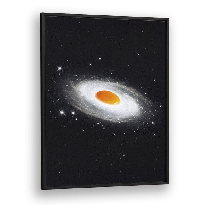 COSMIC EGG, SURREAL ART PRINTS by Vertigo Artography features a stunning galaxy scene with an orange egg centerpiece.