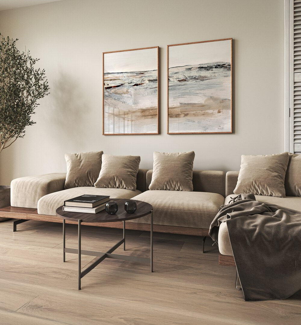 Transform your space with the COUNTRY SIDE ABSTRACT, SET OF 2 PAINTINGS, showcasing serene rural landscape art.