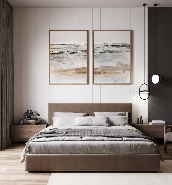 Transform your space with COUNTRY SIDE ABSTRACT, SET OF 2 PAINTINGS, showcasing serene rural landscapes in stylish decor.