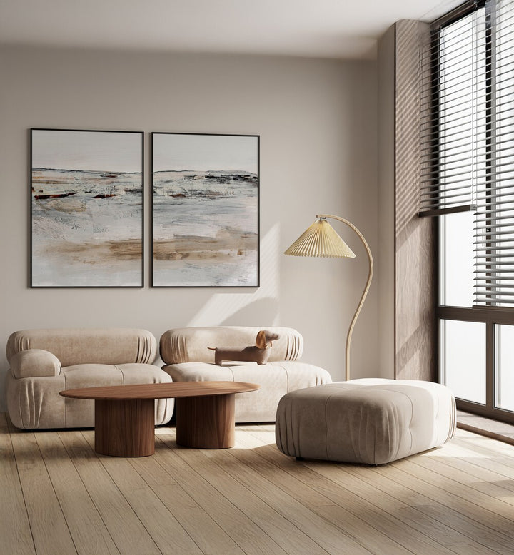 Elevate your space with COUNTRY SIDE ABSTRACT, SET OF 2 PAINTINGS, showcasing serene rural landscapes.