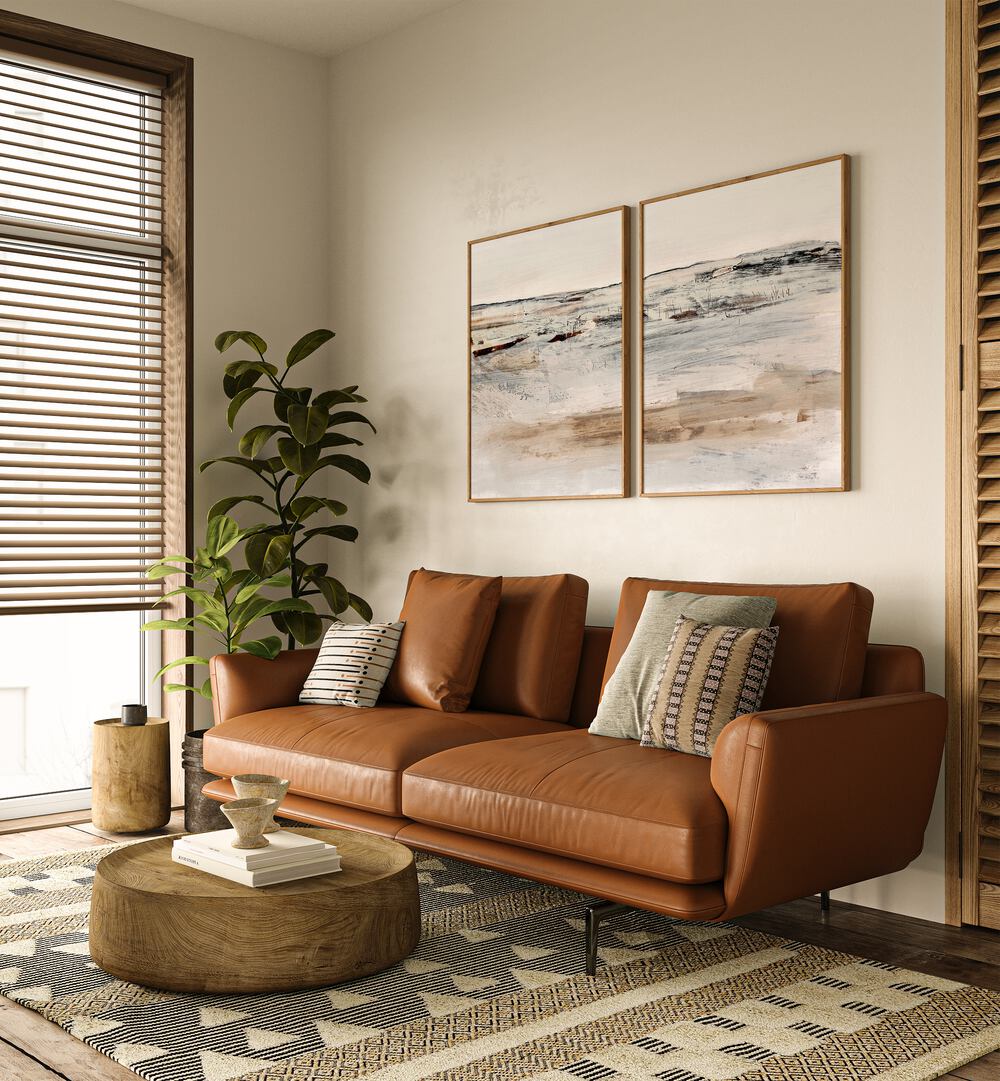 Transform your space with COUNTRY SIDE ABSTRACT, SET OF 2 PAINTINGS, showcasing serene rural landscapes in elegant decor.