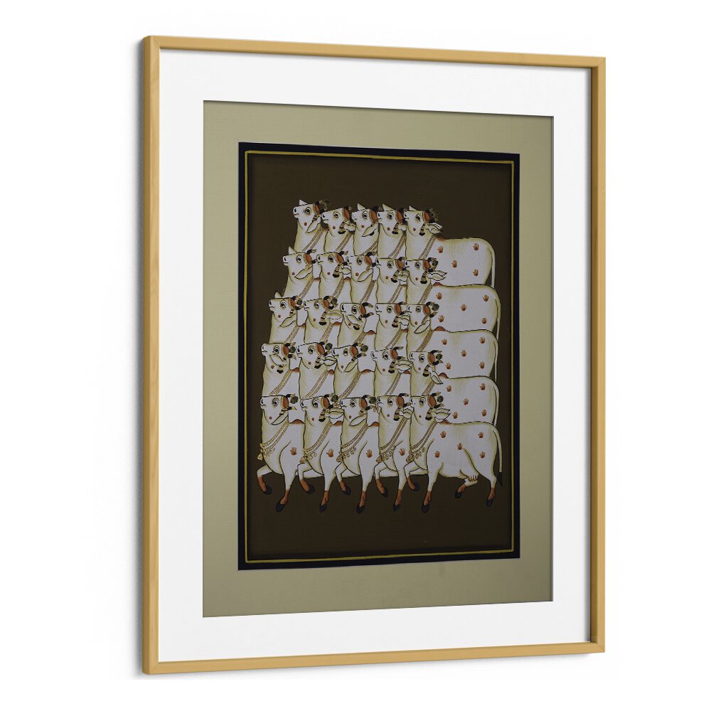 COW TRADITIONAL ART, INDIAN ART PAINTINGS features elegant cows, enhancing your space with rich Indian heritage.