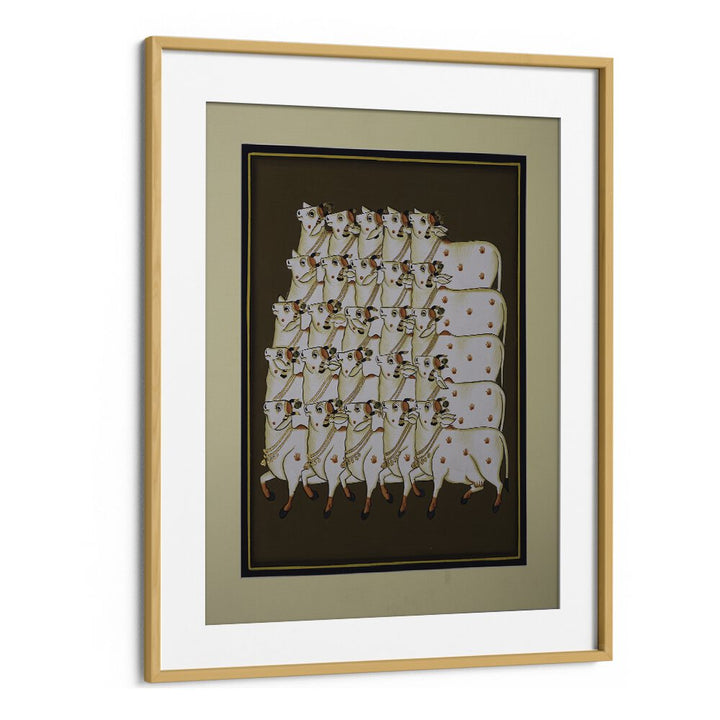 COW TRADITIONAL ART, INDIAN ART PAINTINGS features elegant cows, enhancing your space with rich Indian heritage.