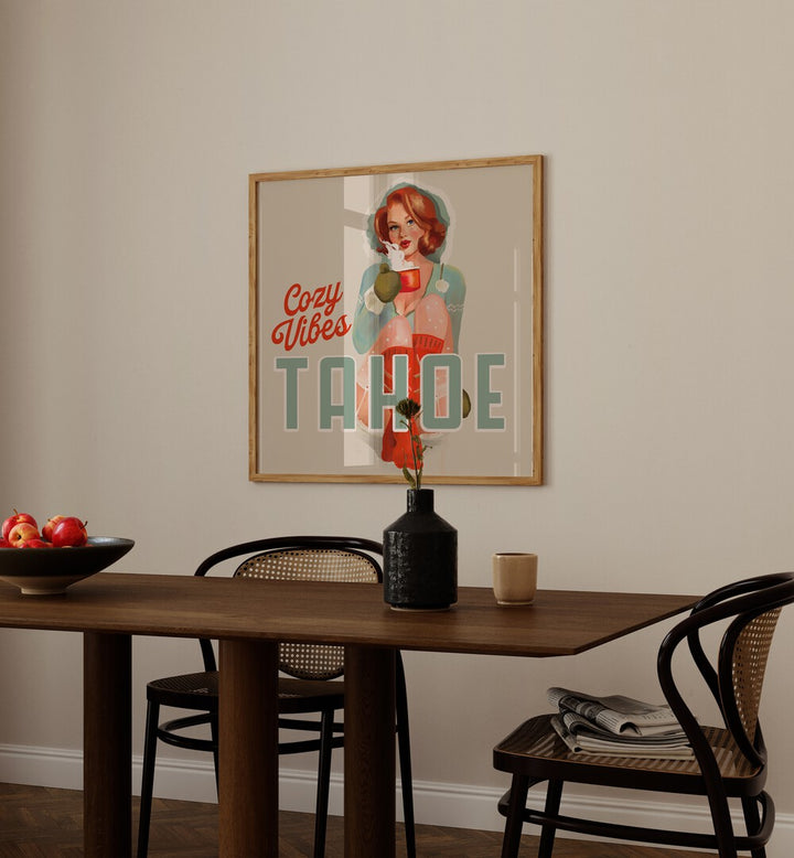 Cozy Vibes, Bar art featuring a warm illustration, perfect for adding comfort to your café or home décor.