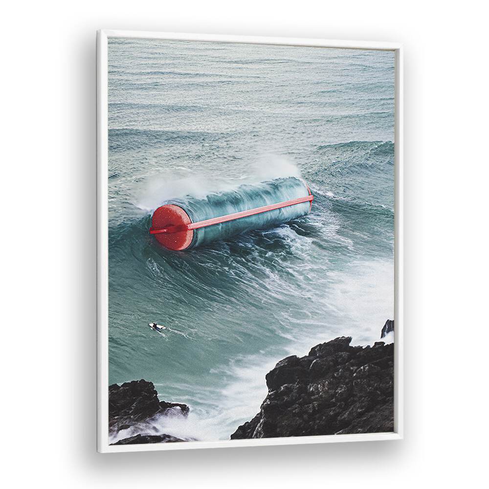 CURL POWER, SURREAL ART PRINTS by Vertigo Artography showcase vibrant ocean waves and a unique buoy design.
