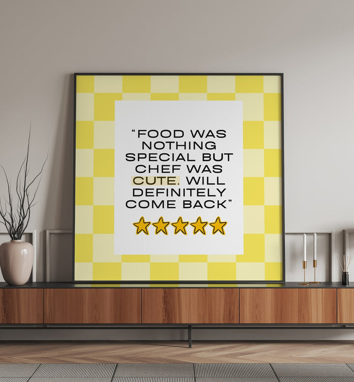 Brighten your kitchen with CUTE CHEF-YELLOW, QUOTES & TYPOGRAPHY POSTERS featuring fun chef-inspired designs.