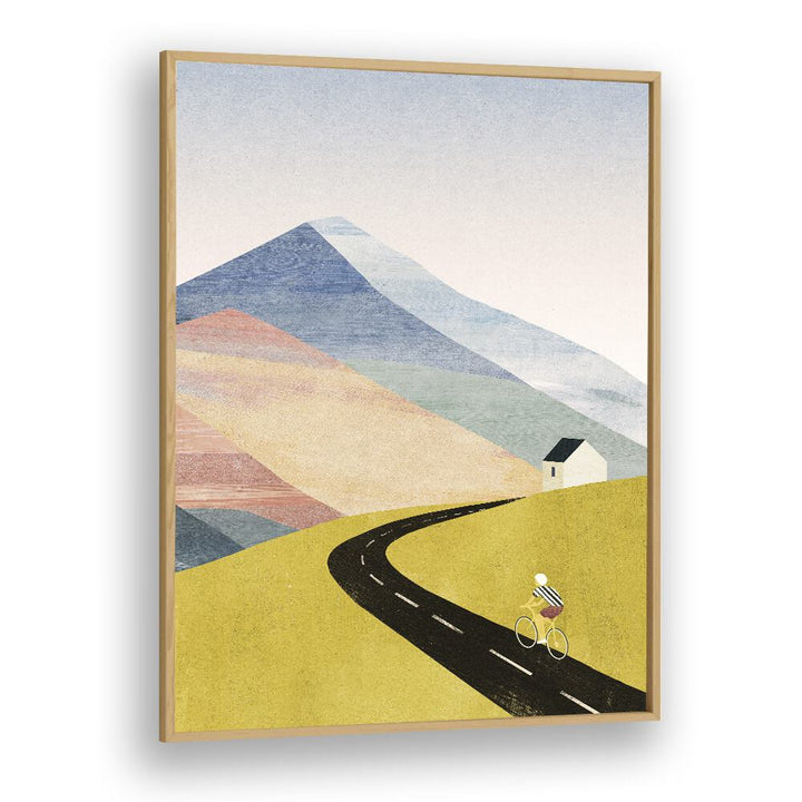 Breathtaking CYCLING HOME, LANDSCAPE PAINTINGS art print showcasing Rocky Mountain views to elevate your space.