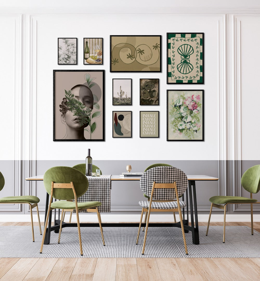 Stylish CAFE GALLERY WALL featuring framed art pieces, perfect for enhancing your café's ambiance and charm. GALLERY WALLS.