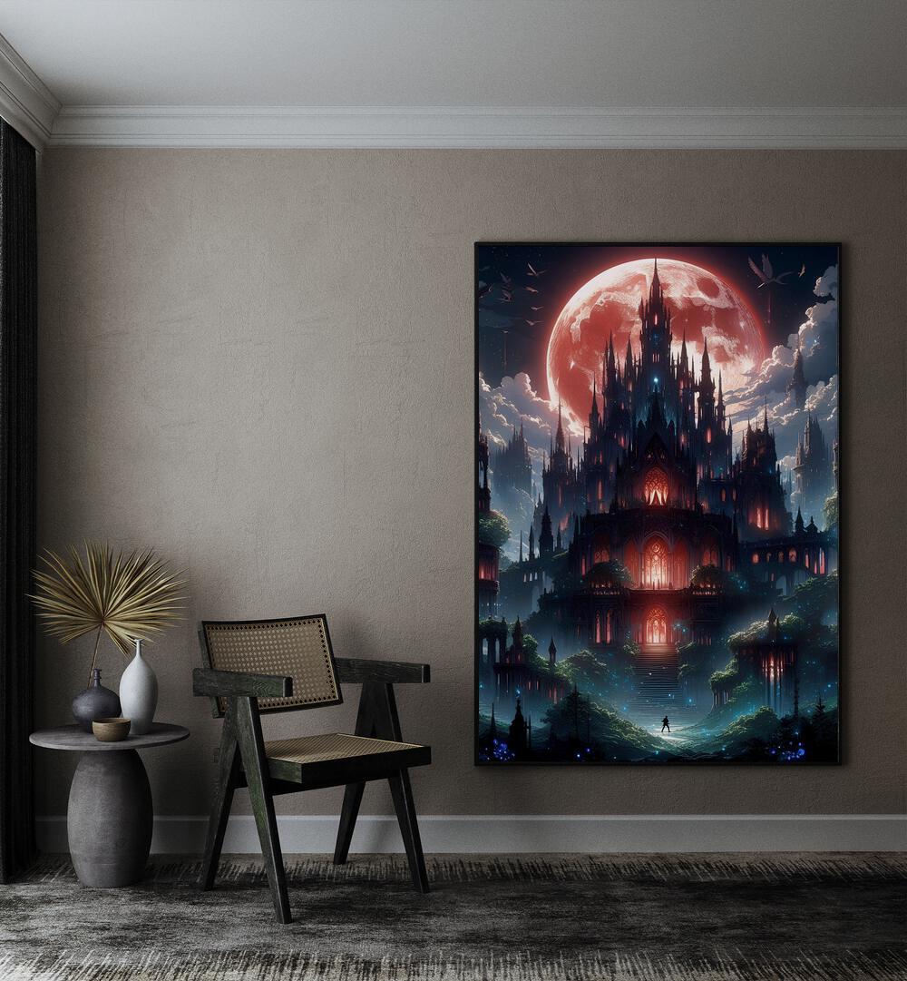 Explore the enchanting CASTLE OF NIGHTMARES, SURREAL ART PRINTS by Ritvik Takkar, blending reality and imagination.