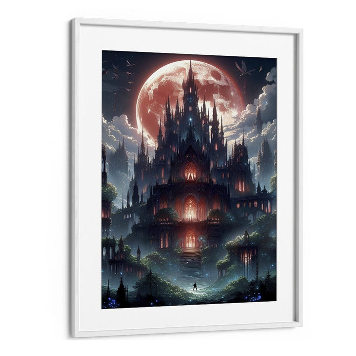 Enchanting CASTLE OF NIGHTMARES, SURREAL ART PRINTS by Ritvik Takkar, framed artwork blending reality and imagination.