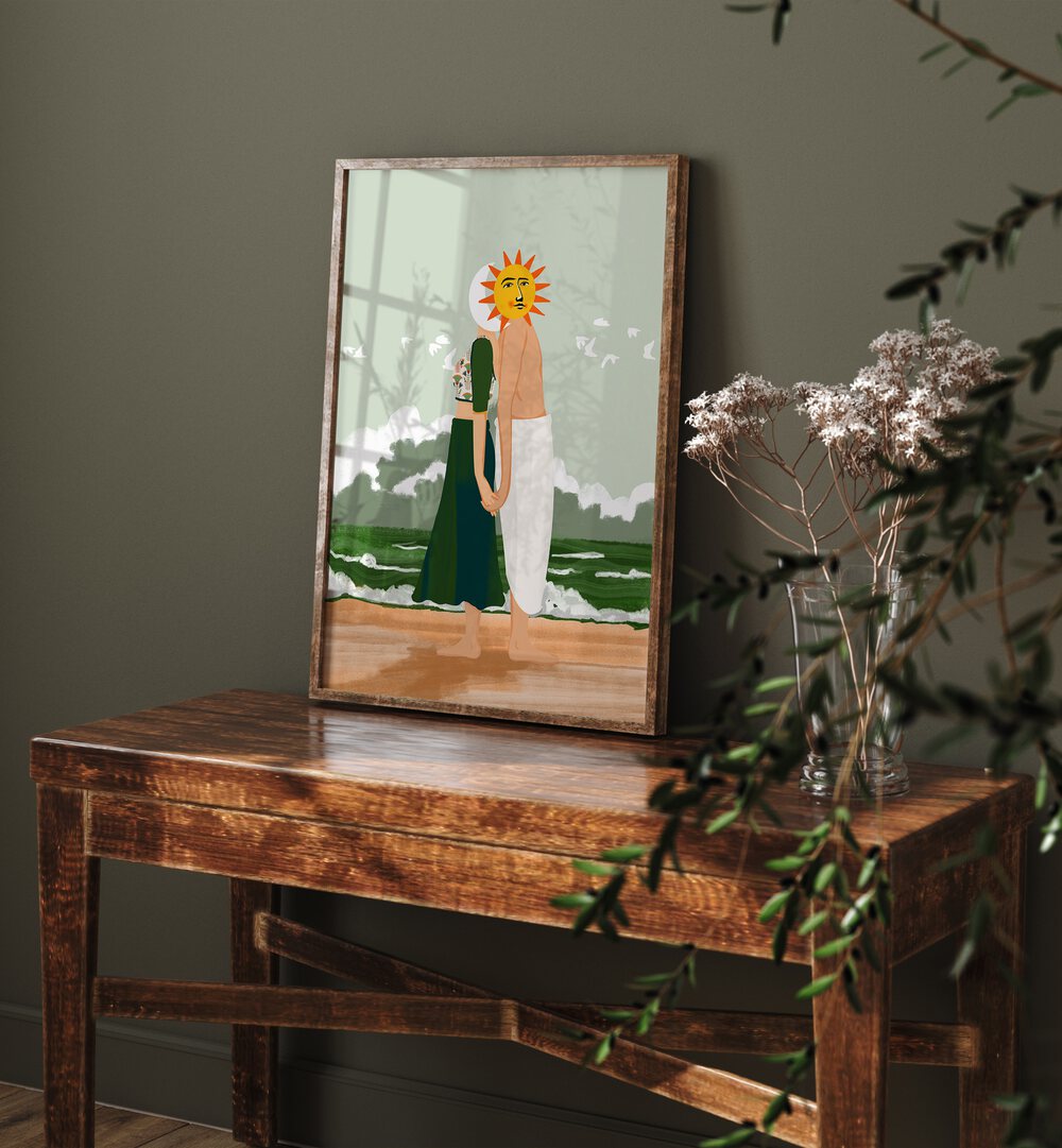 Transform your space with CELESTIAL UNION, LANDSCAPE PAINTINGS by Uma Gokhale, radiating elegance and inspiration.