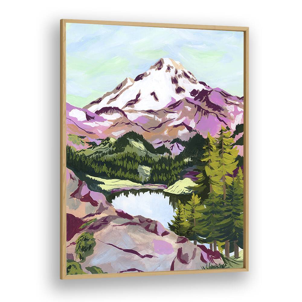 Breathtaking CHAIN LAKES, LANDSCAPE PAINTINGS by Sarah Gesek, showcasing vibrant nature in an elegant frame.