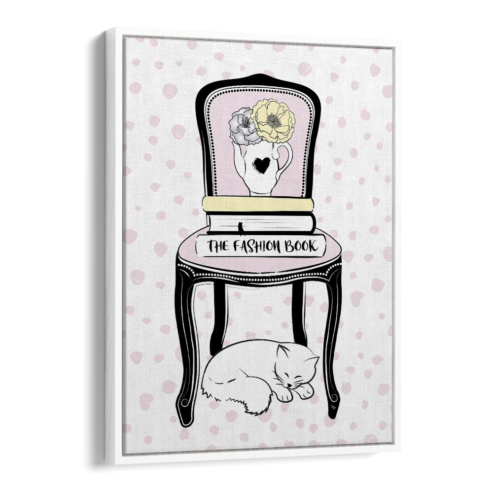 Chair Style, Fashion Posters showcase a chic design with flowers and a sleeping cat, perfect for stylish home decor.