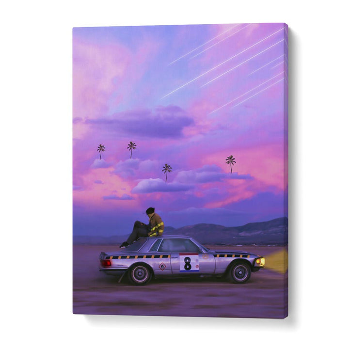 Chasing Paradise, surreal art prints by Ritvik Takkar showcase a dreamlike scene with vibrant colors and unique imagery.