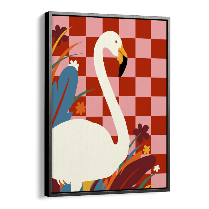 Stunning "CHECKERS A THE GREAT EGRET, ANIMAL PAINTINGS" poster showcasing elegant wildlife artistry by Uma Gokhale.