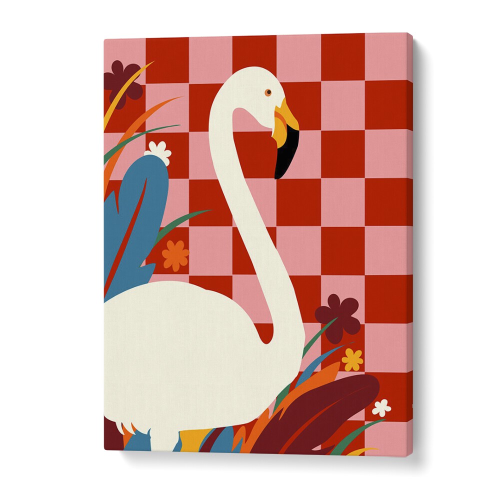 Stunning "CHECKERS A THE GREAT EGRET, ANIMAL PAINTINGS" poster showcasing elegant wildlife art by Uma Gokhale.