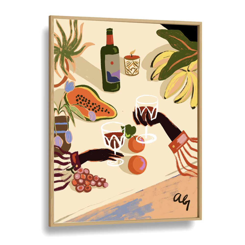 Elevate your space with "CHEERS TO YOU, KITCHEN POSTERS" by Arty Guava, featuring vibrant art and a lively atmosphere.