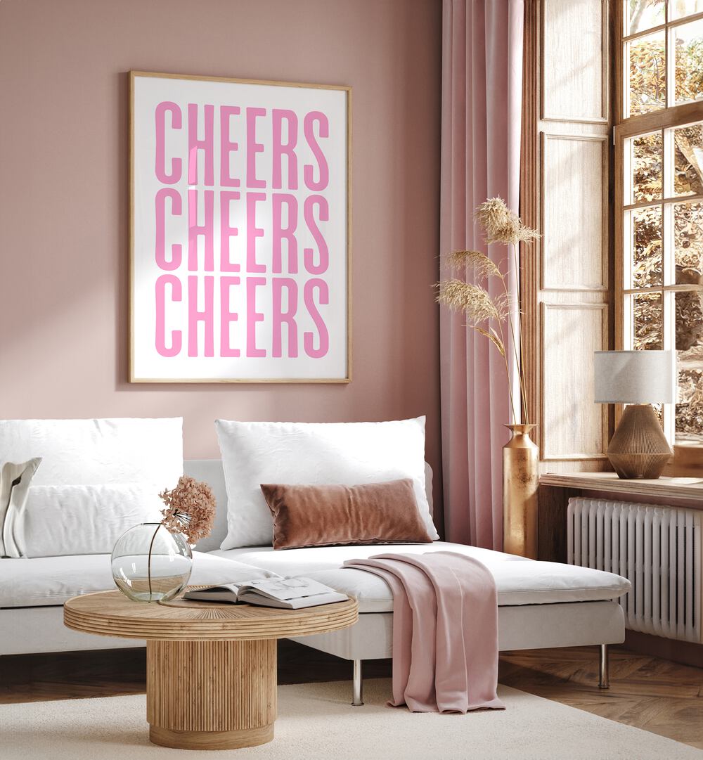 Bright "CHEERS, BAR" art print by Athene Fritsch enhances any cafe or home with vibrant energy and style.