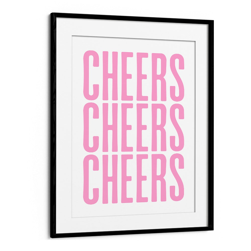 Bright pink "CHEERS" art print by Athene Fritsch, perfect for enhancing any CHEERS, BAR or cafe ambiance.